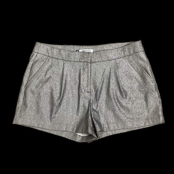 Women's Jennifer Lopez 10 Medium Shorts Chino Khakis Silver Glitter Stretch NWOT - Picture 3 of 7